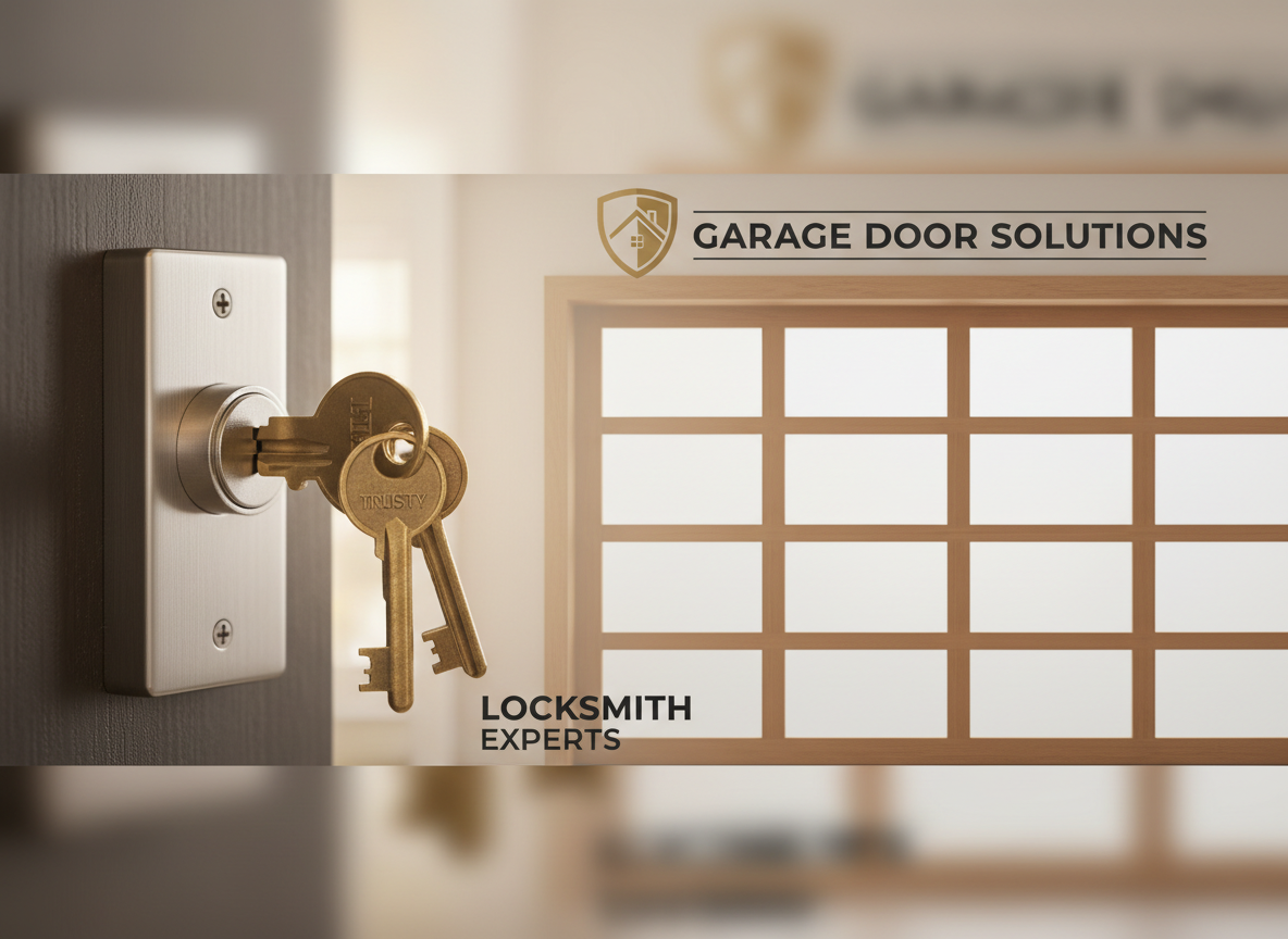 Close-up photograph of a professional locksmith's hands installing a modern door lock