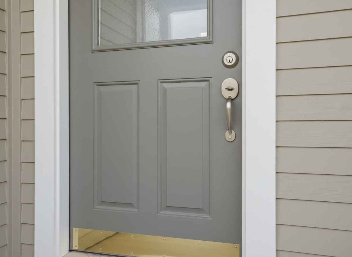 Front door with normal lock, no people